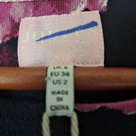 Joules Riviera Print Black Floral Women's Dress.  Size 2 - Picture 7 of 7